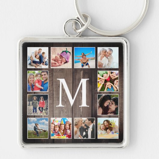 Aangepaste fotocollage Rustic Farmhouse Sleutelhanger (Voorkant)