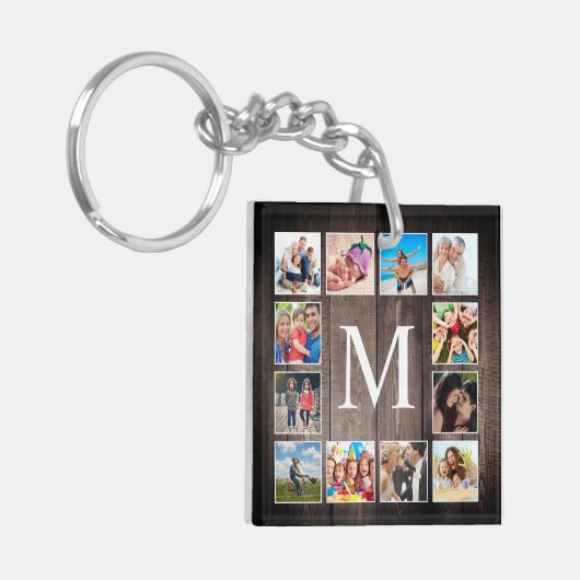 Aangepaste fotocollage Rustic Farmhouse Sleutelhanger (Voorkant Links)