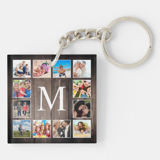 Aangepaste fotocollage Rustic Farmhouse Sleutelhanger (Achterkant)