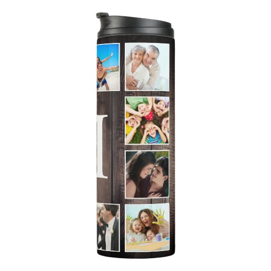 Aangepaste fotocollage Rustic Farmhouse Thermosbeker (Geroteerd rechts)