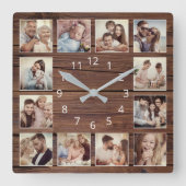 Aangepaste fotocollage Rustic Farmhouse Vierkante Klok (Voorkant)