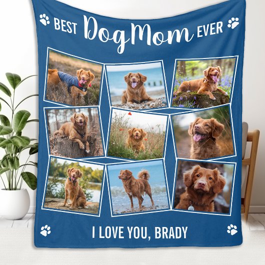 Aangepaste fotocollage Schattige Modern DOG MOM Bl Fleece Deken