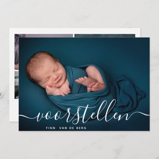 Aangepaste Fotocollage Script Voorstellen Geboor Aankondiging (Voorkant / Achterkant)