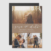 Aangepaste Fotocollage Taupe Save the Date (Voorkant / Achterkant)