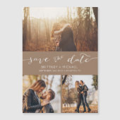 Aangepaste Fotocollage Taupe Save the Date (Voorkant)