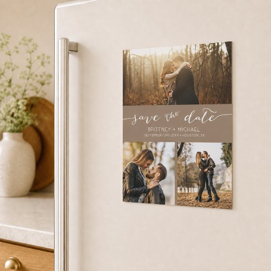 Aangepaste Fotocollage Taupe Save the Date