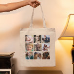 Aangepaste fotocollage tote bag<br><div class="desc">Persoonlijke canvas tas van het afbeelding met 18 foto's van uw keuze (9 aan beide zijden). Een perfect cadeau voor familie of vrienden!</div>