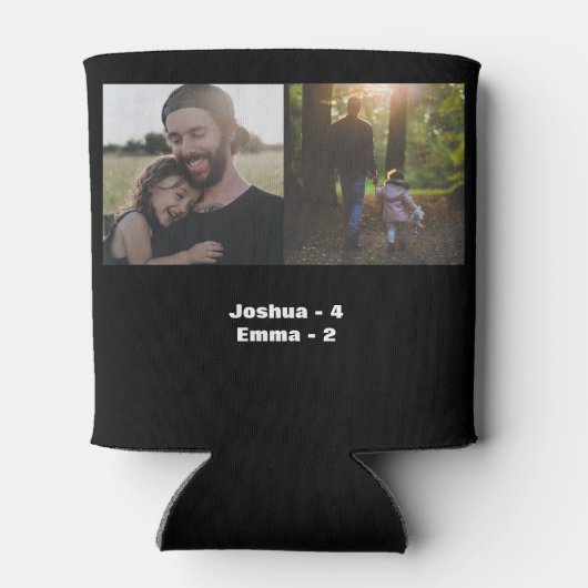 Aangepaste fotocollage vader van het jaar zwart blikjeskoeler (Achterkant)