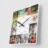 Aangepaste fotocollage van 12 families vierkante klok (Hoek)