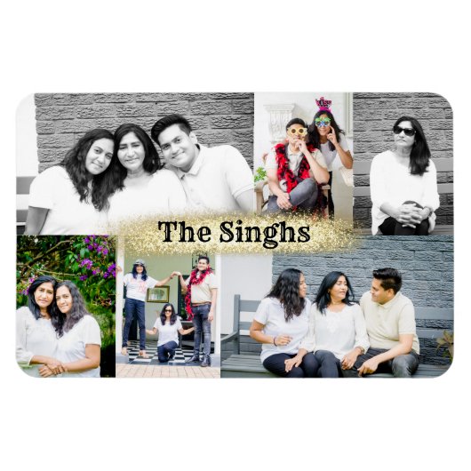 Aangepaste fotocollage van 6 afbeeldingen magneet  (Horizontaal)