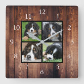 Aangepaste fotocollage van de Rustige houtfamilie Vierkante Klok (Voorkant)