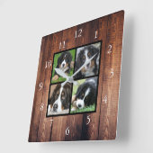 Aangepaste fotocollage van de Rustige houtfamilie Vierkante Klok (Hoek)