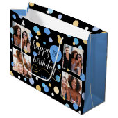 Aangepaste Fotocollage Verjaardag Blauw 30e Groot Cadeauzakje (Voorkant Gekanteld)