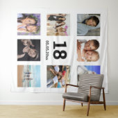 Aangepaste fotocollage voor 18e verjaardag witte m wandkleed (In Situ (horizontaal))