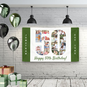 Aangepaste fotocollage voor 50ste verjaardagsfeest spandoek