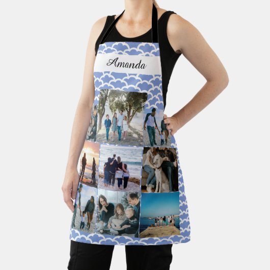 Aangepaste fotocollage voor familie met naam schort (Insitu)