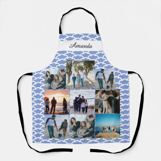Aangepaste fotocollage voor familie met naam schort (Voorkant)