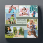 Aangepaste fotocollage voor Grandouders Square Fotoplaat<br><div class="desc">Creëer uw eigen aangepaste fotocollage op dit nette plaatje met een elastiek. Het fotomalplaatje is opstelling klaar voor u om 8 van uw favoriete fotografie toe te voegen, die klokbreed van de bovenkant links werkt. In het ontwerp staat de tekst "Grandchildren make life grand" in handgeschreven typografie en een stijlvol...</div>