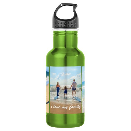 Aangepaste Fotocollage Waterfles Familie Cadeau (Voorkant)