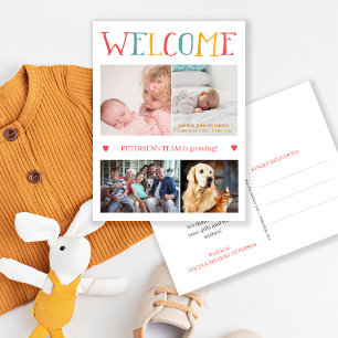 Aangepaste fotocollage WELKOM nieuwe baby geboorte Aankondigingskaart