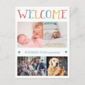Aangepaste fotocollage WELKOM nieuwe baby geboorte Aankondigingskaart (Voorkant)
