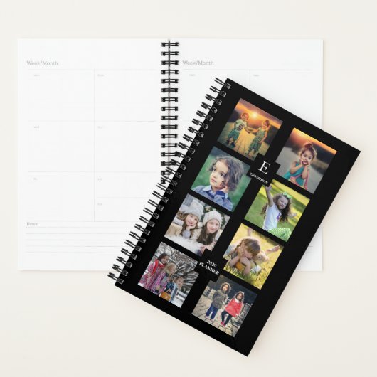 Aangepaste fotocollage zwart op maat planner (Display)