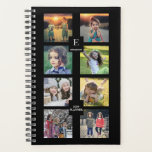 Aangepaste fotocollage zwart op maat planner<br><div class="desc">Moderne fotocollage,  zwart,  planner.
U kunt het personaliseren en uw eigen foto's aan de voorzijde toevoegen,  jouw naam,  monogram,  tekst en jaar toevoegen.</div>