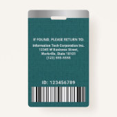 Aangepaste fotocomputer IT-medewerker streepjescod Badge (Achterkant)