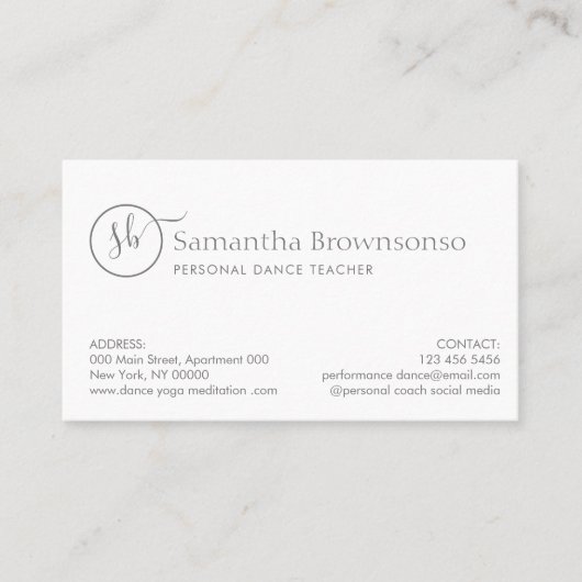 Aangepaste fotodansstudio-choreograaf visitekaartje (Voorkant)