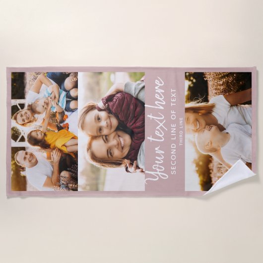 Aangepaste fotofamilie vrienden Modern Fun Blush Strandlaken (Voorkant)