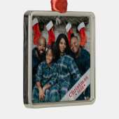 Aangepaste fotofeestdag metalen ornament (Rechts)