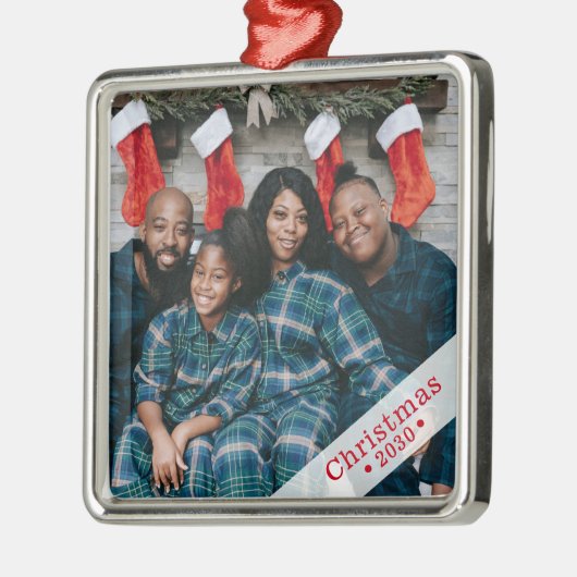 Aangepaste fotofeestdag metalen ornament (Links)