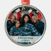 Aangepaste fotofeestdag metalen ornament (Voorkant)