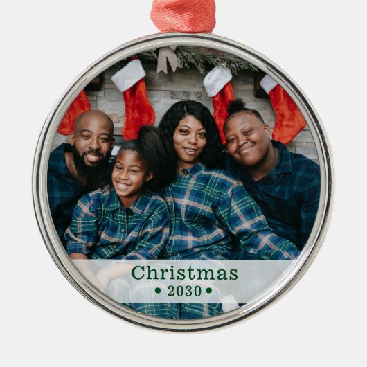 Aangepaste fotofeestdag metalen ornament (Voorkant)