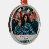 Aangepaste fotofeestdag metalen ornament (Rechts)