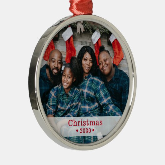 Aangepaste fotofeestdag metalen ornament (Rechts)