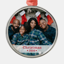 Aangepaste fotofeestdag metalen ornament