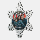 Aangepaste fotofeestdag tin sneeuwvlok ornament (Rechts)