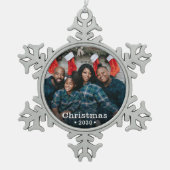 Aangepaste fotofeestdag tin sneeuwvlok ornament (Voorkant)
