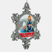 Aangepaste fotofeestdag tin sneeuwvlok ornament (Links)