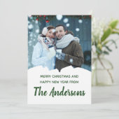 Aangepaste fotofeestdag Uw eigen bericht Kerstmis Kaart (Staand voorkant)