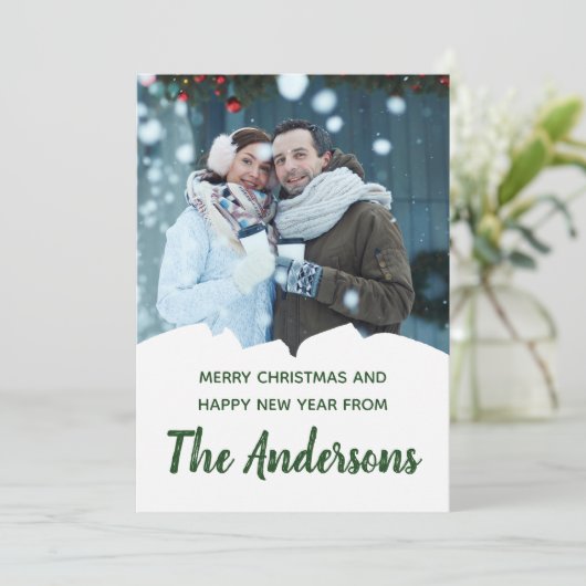 Aangepaste fotofeestdag Uw eigen bericht Kerstmis Kaart (Staand voorkant)