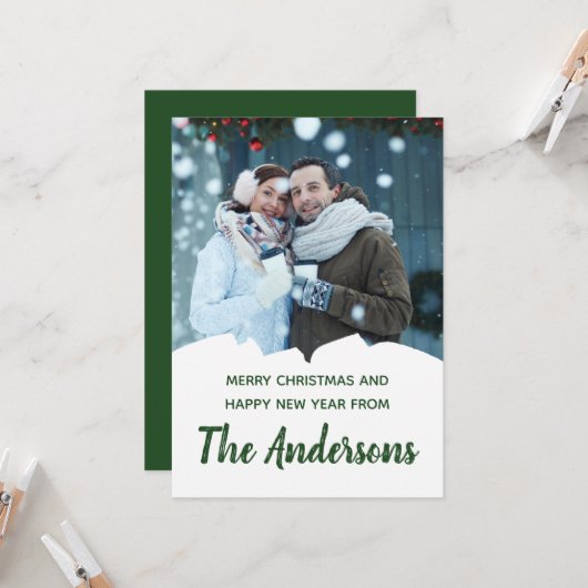 Aangepaste fotofeestdag Uw eigen bericht Kerstmis Kaart (Voorkant / Achterkant in situ)