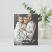 Aangepaste fotofeestkaart voor joyful Tidings Scri Feestdagenkaart (Staand voorkant)