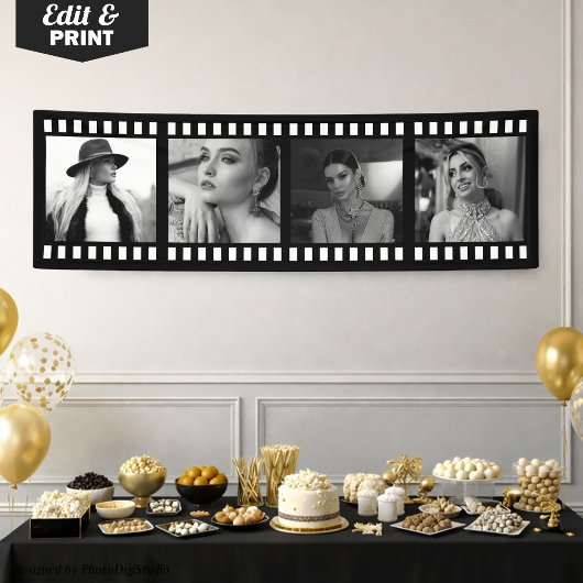Aangepaste fotofilm strook banner, Hollywood-feest Spandoek