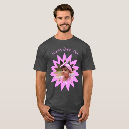 Aangepaste fotofotobewerking - Heldere roze Sjablo T-shirt (Voorkant volledig)