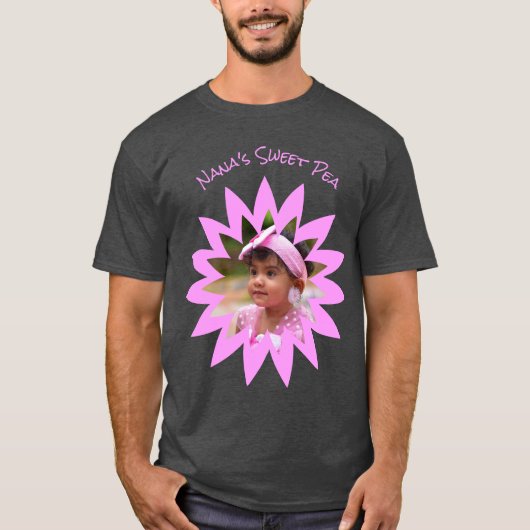 Aangepaste fotofotobewerking - Heldere roze Sjablo T-shirt (Voorkant)