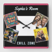 Aangepaste Fotogalerij Chill Zone Goede Vibes Vierkante Klok (Voorkant)
