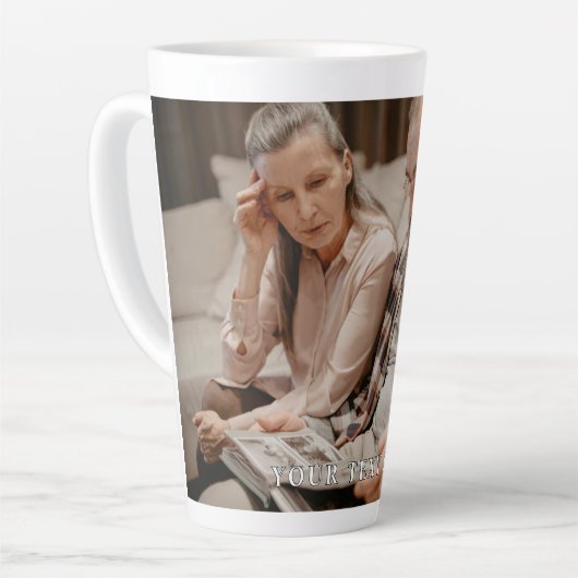 Aangepaste Fotogalerij en Gepersonaliseerde Tekst Latte Mok (Linkerhoek)
