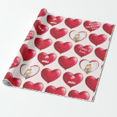 Aangepaste fotogesprek Rode harten Cadeaupapier (Uitgerold)